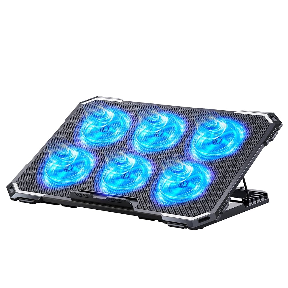 Enfriador de ordenador portátil Q3 para videojuegos con seis ventiladores, almohadilla de refrigeración silenciosa de altura ajustable