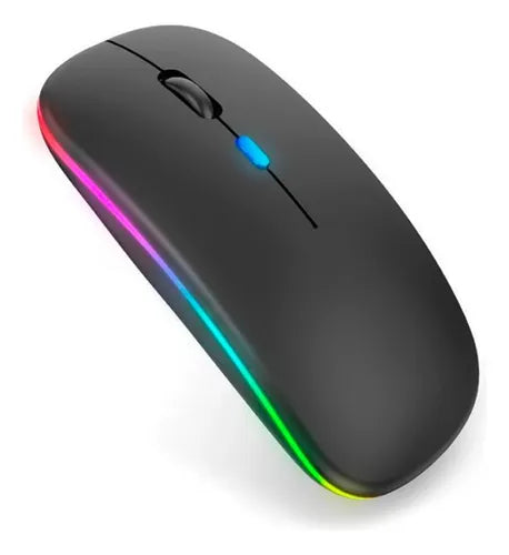 Ratón inalámbrico Bluetooth y 2,4 GHz modos duales recargable RGB ergonómico silencioso clic para PC