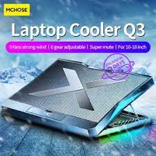 Enfriador de ordenador portátil Q3 para videojuegos con seis ventiladores, almohadilla de refrigeración silenciosa de altura ajustable
