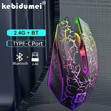 Ratón inalámbrico Bluetooth ratón para juegos de modo Dual, ratón silencioso de 6 botones para MacBook, tableta, ordenadores portátiles